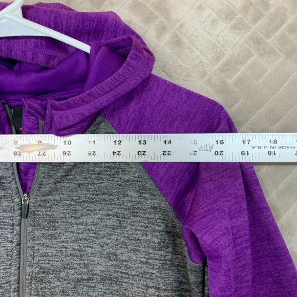 And1 Head Womens Small Hoodie Sweatshirt Gray Purple Fleece Full Zip Athletic - Picture 6 of 15